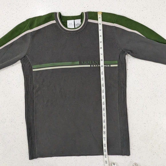 Armani Exchange Men Gray Green Crewneck Sweater Ribbed Sides Casual Size Small - Picture 5 of 10